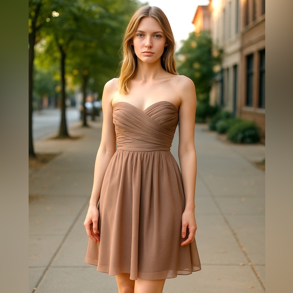 Ann Taylor Strapless Taupe Bridesmaid/ Special Occasion Dress. New with Tags sz8